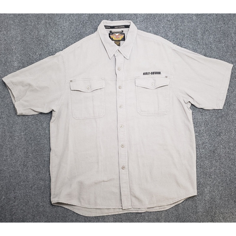 Harley Davidson Gray Short Sleeve Shirt Mens XL Biker Cotton